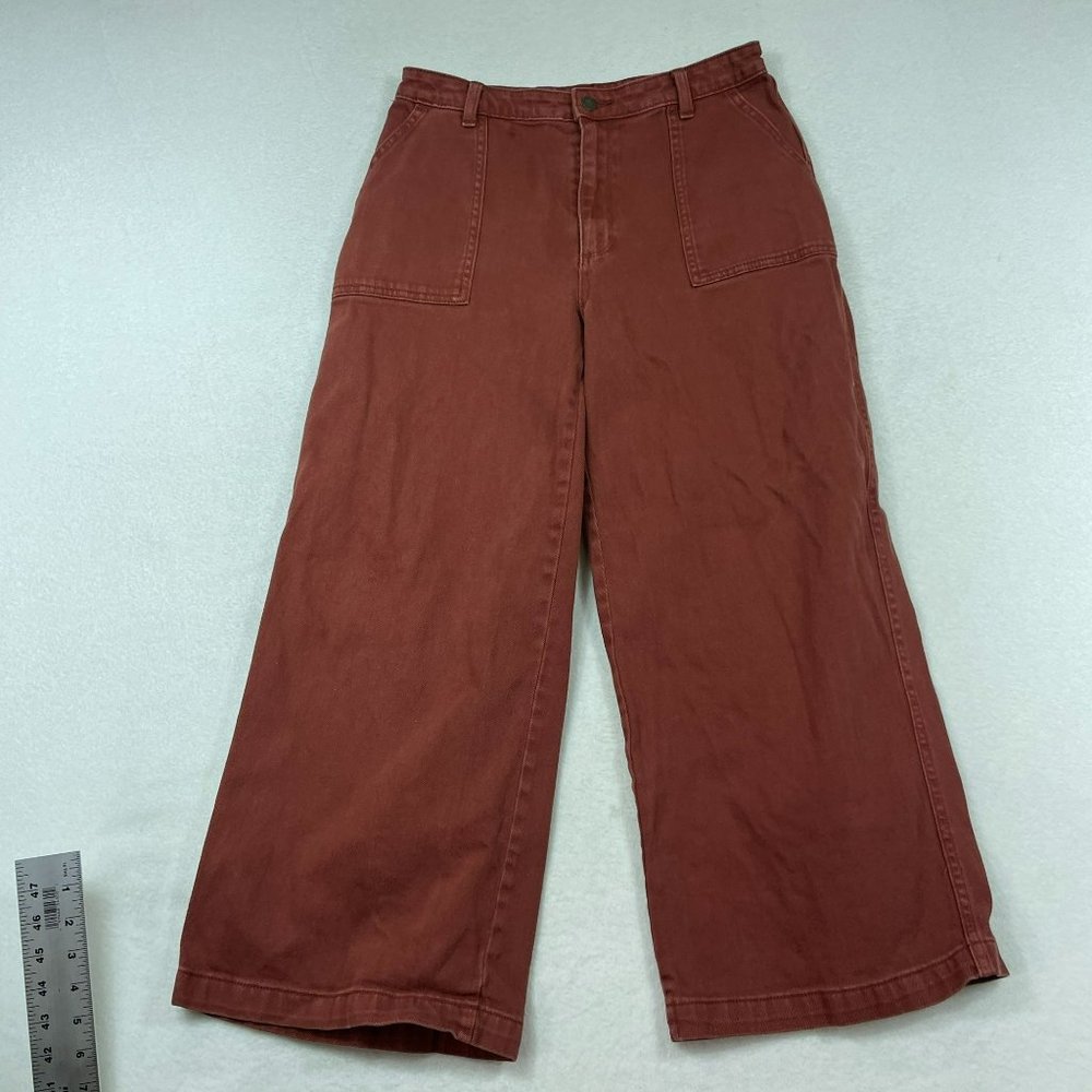Universal Thread Highest Rise Wide Leg Cropped Jeans Size 8 29 Rust Red Baggy